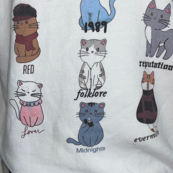 White Taylor Swift Cat-Themed Sweatshirt - Picture 4 of 10